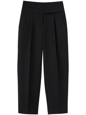 Jil Sander pantalon court en laine à taille haute - Noir