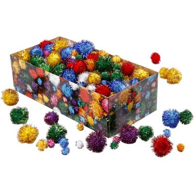 Creativ Company Pom-poms, d 15-40 mm, glitter, ca. 400 stuk, sterke kleuren, 400 gr/ 1 doos