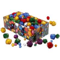 Creativ Company Pom-poms, d 15-40 mm, glitter, ca. 400 stuk, sterke kleuren, 400 gr/ 1 doos