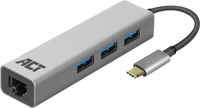ACT AC7055 interface hub USB 3.2 Gen 1 (3.1 Gen 1) Type-C 5000 Mbit/s Grijs - thumbnail