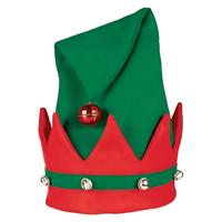 Kerstelfen verkleed hoed - muts - voor volwassenen - groen/rood - Kerst