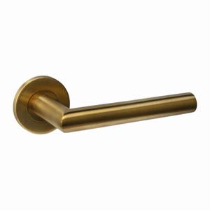 Intersteel DeurklinkQ 01 op rond rozet messing mat - 1314.102102