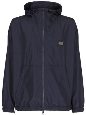 Dolce & Gabbana veste zippée à plaque logo - Bleu