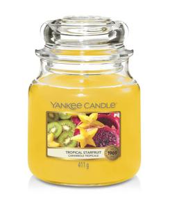 Yankee Candle Tropical Starfruit Medium Jar kaars Cylinder Agave, Grapefruit, Jasmijn, Lelie, Ananas, Vanille Geel 1 stuk(s)