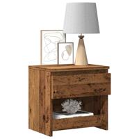 Nachtkastje 40x30x39 cm bewerkt hout oud houtkleurig