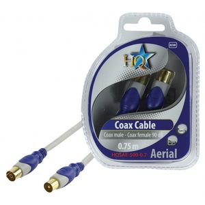 HQ Coax(m)/Coax(f), 0.75m coax-kabel 0,75 m Coaxial Coaxiaal Grijs