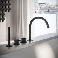 Hotbath Cobber Badrandcombinatie met draaibare mengkraan omstel en handdouche Mat zwart CB073BL