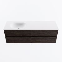 MONDIAZ VICA 150cm badmeubel onderkast Dark Brown 4 lades. Wastafel MOON links 1 kraangat, kleur Talc.