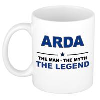 Arda cadeau mok - man myth legend - naam koffiemok / beker - wit en blauw - 300 ml