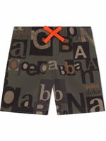 Dolce & Gabbana Kids short à motif monogrammé et logo - Vert