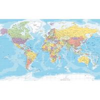 Poster wereldkaart met landen voor op kinderkamer / school 84 x 52 cm   -
