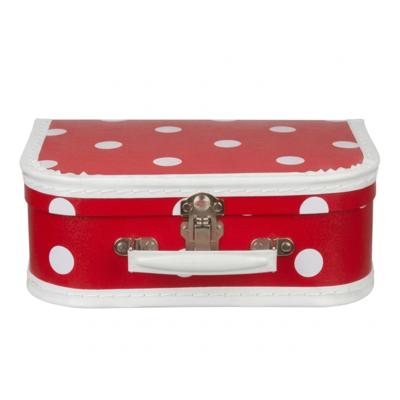 Kinderkoffer polkadot - rood / wit - 25 cm - karton - logeerkoffer / opbergkoffer - kraamcadeau Kinderkoffer polkadot - rood / wit - 25 cm - karton - logeerkoffer / opbergkoffer - kraamcadeau