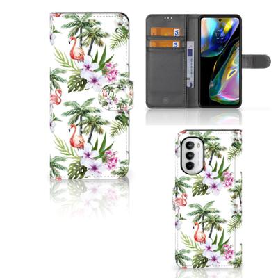 Motorola Moto G52 | Moto G82 | Telefoonhoesje | Met pasjeshouder | Flamingo Palms