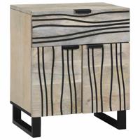 Nachtkastje Wit en zwart 50 x 33 x 60 cm massief mangohout