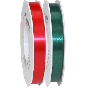 Hobby/deco luxe cadeau sierlinten groen en rood 1.5 cm x 91 meter