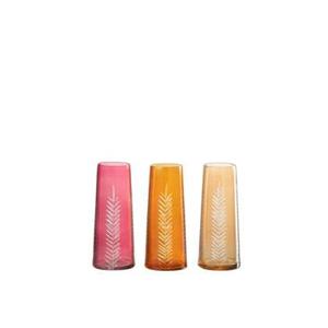 J-Line vaas Bladeren - glas - mix - small - 3 stuks