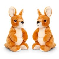 Pluche knuffel dier wallaby kangoeroe - 2x - bruin - 20 cm - thumbnail