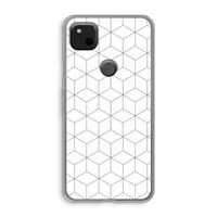 Zwart-witte kubussen: Google Pixel 4a Transparant Hoesje