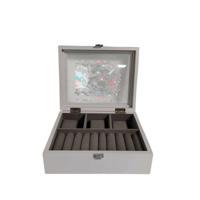 Doos-Juwelenkistje Home ESPRIT Wit Grijs Hout MDF 22 X 19 X 7.5 CM