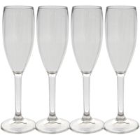 Set van 6x stuks onbreekbare kunststof camping champagneglazen 175 ml
