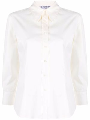 Saint Laurent Pre-Owned chemise en soie à manches crop (années 2000) - Blanc