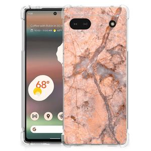 Google Pixel 6A Anti-Shock Hoesje Marmer Oranje