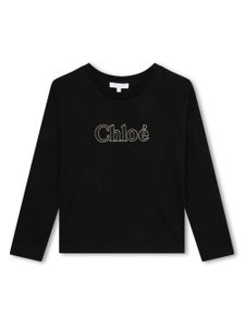 Chloé Kids sweat en coton biologique à logo brodé - Noir