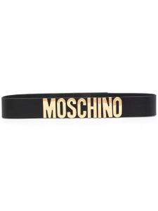 Moschino ceinture en cuir à plaque logo - Noir