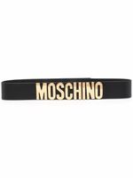 Moschino ceinture en cuir à plaque logo - Noir