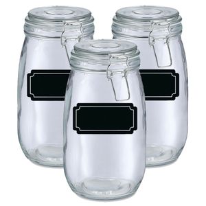 Weckpotten/inmaakpotten - 6x - 1.4L - glas - met beugelsluiting - incl. etiketten