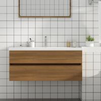 Wastafelkast 100x38,5x45 cm bewerkt hout bruin eikenkleur