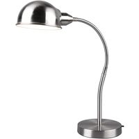 LED Bureaulamp - Tafelverlichting - Trion Pirle - E27 Fitting - Rond - Mat Nikkel - Aluminium