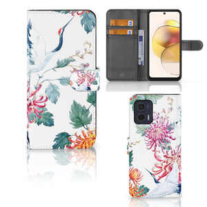 Motorola Moto G73 Telefoonhoesje met Pasjes Bird Flowers