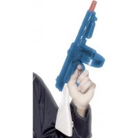 Tommy gun geweer met geluid - blauw - kunststof - 49 cm - maffia gangster verkleed accessoire - thumbnail