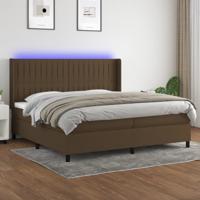 Boxspring met matras en LED stof donkerbruin 200x200 cm
