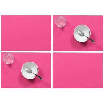 Wicotex luxe Placemats Plain - 6x stuks - fuchsia roze - 43 x 30 cm - Met anti slip laag - Teflon co