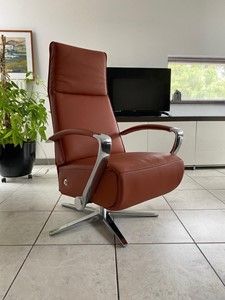 Leren relaxfauteuil met stalen frame - bruin leer - Echt leer, Industrieel, ontdek de vele Leersoorten en Kleuren bij ShopX