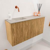 Toiletmeubel Mondiaz Joya Dlux | 80 cm | Meubelkleur Oak | Faye wastafel Opalo Wasbak Links | Zonder kraangat(en)