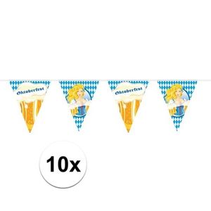 10x Beierse/Bayern print puntvlaggenlijn/slinger 10 meter feestversiering   -