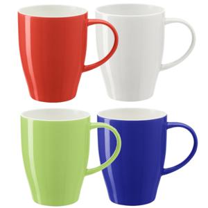 Koffie mokken/bekers Paris - 4x - porselein - multi kleuren - 350 ml - stijlvolle vorm