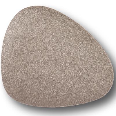 Zeller Onderzetters voor glazen - lederlook - 6x - metallic taupe - 12 x 10 cm - glasonderzetters