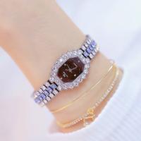 BS beesister FA1581 vrouwen achthoekige wijzerplaat Diamond plated strass armband quartz horloge (zilver shell Blue Diamond)