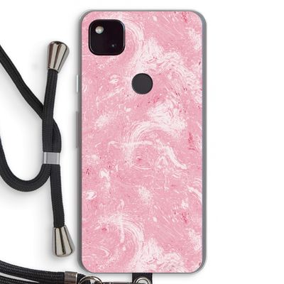 Abstract Painting Pink: Pixel 4a 5G Transparant Hoesje met koord