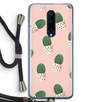 Cactusprint roze: OnePlus 7 Pro Transparant Hoesje met koord