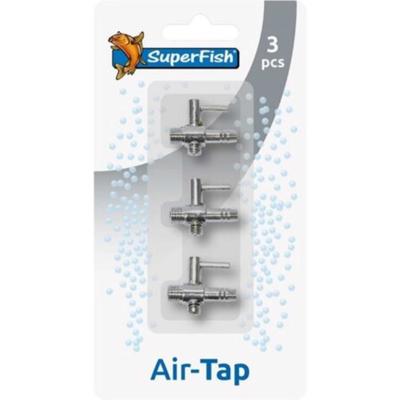 Superfish RVS Tapkraan 1-Weg Set van 3 - Voor Vijver Luchtslangen 4/6mm, Duurzaam en Eenvoudig te Installeren