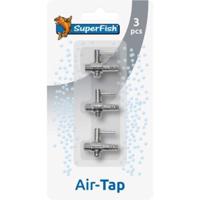 Superfish RVS Tapkraan 1-Weg Set van 3 - Voor Vijver Luchtslangen 4/6mm, Duurzaam en Eenvoudig te Installeren