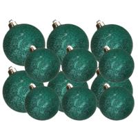 Kerstversiering set glitter kerstballen petrol blauw 6 - 8 cm - pakket van 30x stuks - Kerstbal