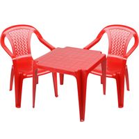 Kinderstoelen 2x met tafeltje set - buiten/binnen - rood - kunststof