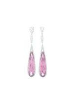 Anabela Chan boucles d'oreilles en or blanc pavées de diamants - Rose - thumbnail