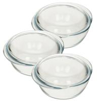 3x Ronde glazen ovenschalen met deksel 2,1 liter 20 x 9,5 cm - thumbnail